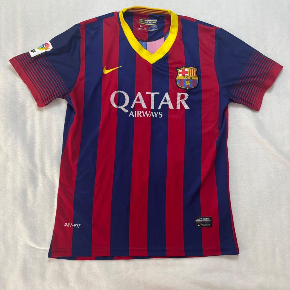 Nike FC Barcelona Messi 10 Home Jersey 2013-2014 Blue Red Qatar LFP Mens Large